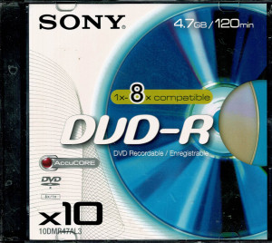 Sony 4.7GB/120 MIN DVD-R  X10